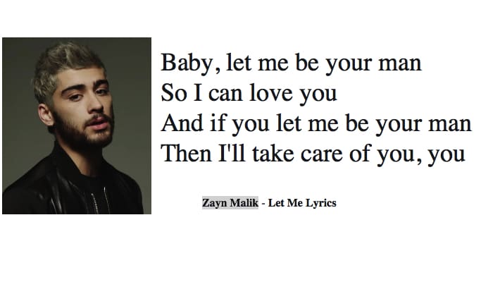 Zayn Malik - Let Me Lyrics