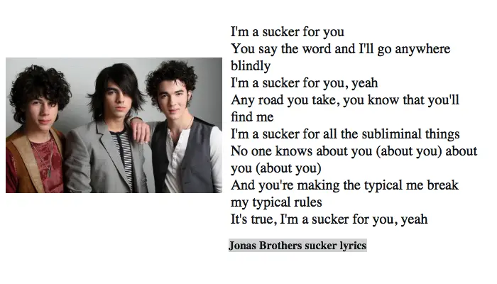 Jonas Brothers sucker lyrics