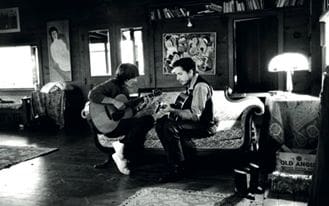 4- George Harrison and Bob Dylan, Byrdcliffe, Woodstock, New York. Late November (Thanksgiving) 1968. -4