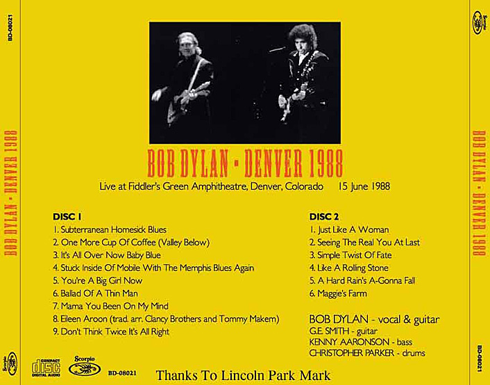 Bob Dylan - One More Cup Of Coffee {Valley Below} - Fiddler's Green Amphitheatre, Denver, Colorado. June 15th, 1988. 2 bob-denver-june-15-1988