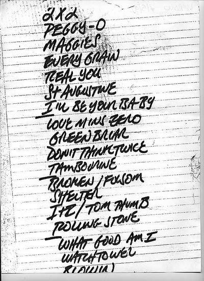 Bob Dylan Autographed Set List and Cue Sheets 7 24 Bob Dylan Autographed Set List and Cue Sheets