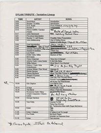Bob Dylan Autographed Set List and Cue Sheets 8 25 Bob Dylan Autographed Set List and Cue Sheets