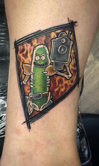 I currently have a Rick and Morty tattoo on my outer left arm 1st post  Im getting a Mr Pickles tattoosimilar to the 2nd and 3rd photos on my  left bicep What