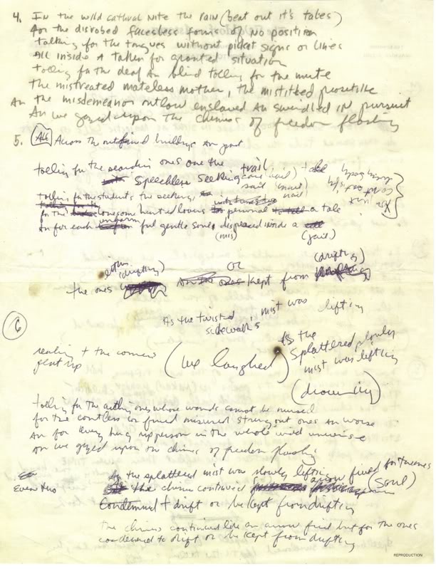 Bob Dylan handwritten lyrics
