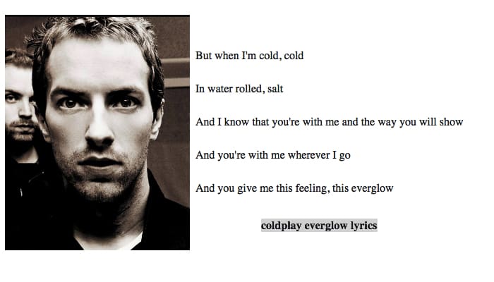 coldplay everglow lyrics