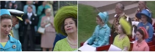 Princess Anne and Queen Anne Elizabeth at the ceremony of Prince Charles