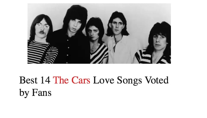 Best 14 The Cars Love Songs Voted by Fans