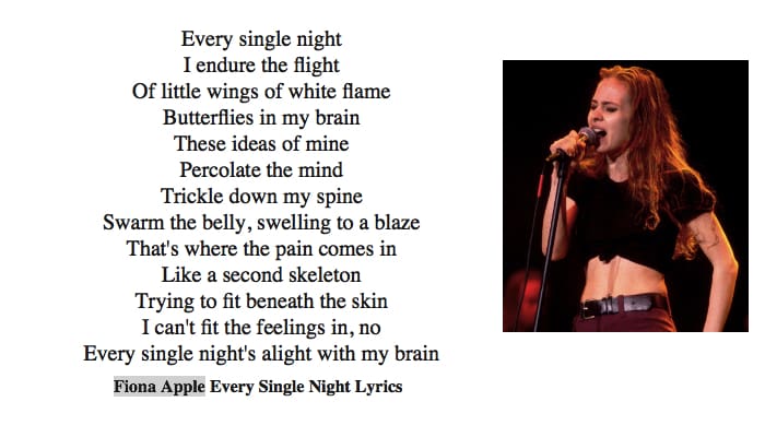 Fiona Apple Every Single Night Lyrics