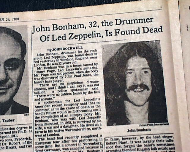 October 10, 1980 The funeral of Led Zeppelin drummer John Bonham took place at Rushock Parish