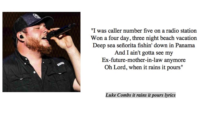 Luke Combs it rains it pours lyrics