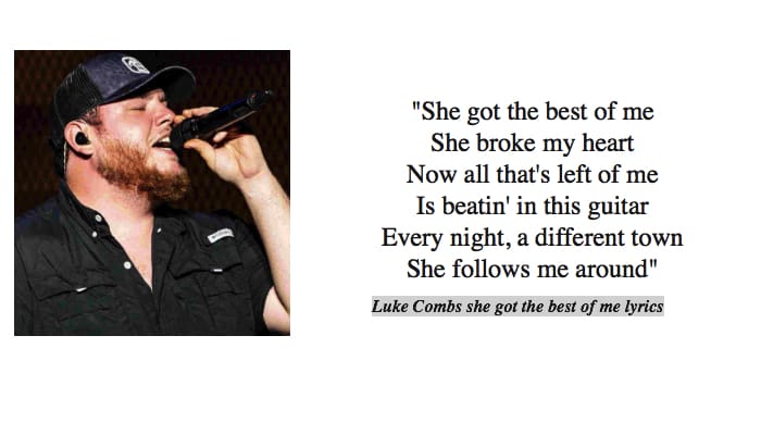 Luke Combs she got the best of me lyrics