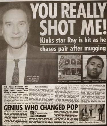 January 5, 2004 - Kinks singer Ray Davies was shot in the leg while on holiday in New Orleans