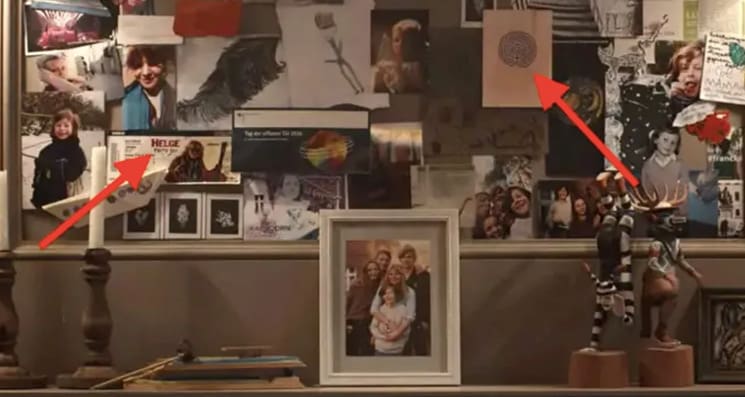 Mysterious photos found in the Nielsen family kitchen. (Season 1)