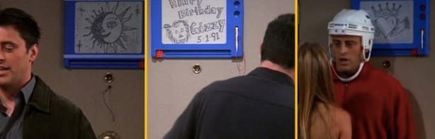 Paul Swain was responsible for the drawings on the scratchboard behind the door in Joey and Chandler's apartment.