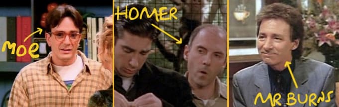 Three names who gave life to "The Simpsons" with their voices appeared as guest actors on "Friends":