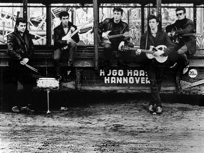 The Beatles 1960: Left to right, Pete Best, George Harrison, John Lennon, Paul McCartney, Stu Sutcliffe
