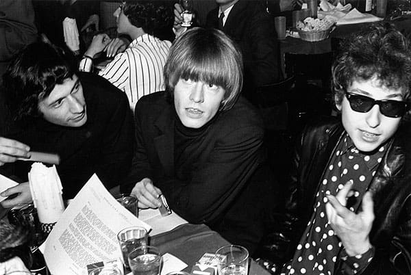 Brian Jones of the Rolling Stones and Bob Dylan attend a release party for the Young