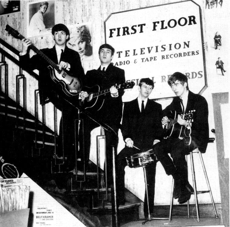 Beatles in Brian Epstein's NEMS Liverpool 24 January 1963