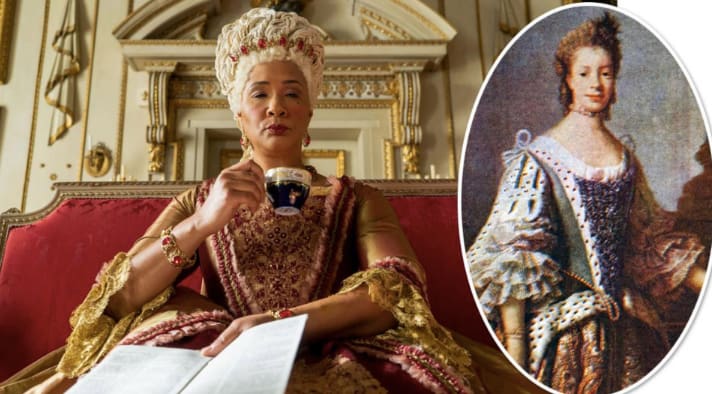 If you look carefully at the portraits of Bridgerton actors, you can see the real actors.