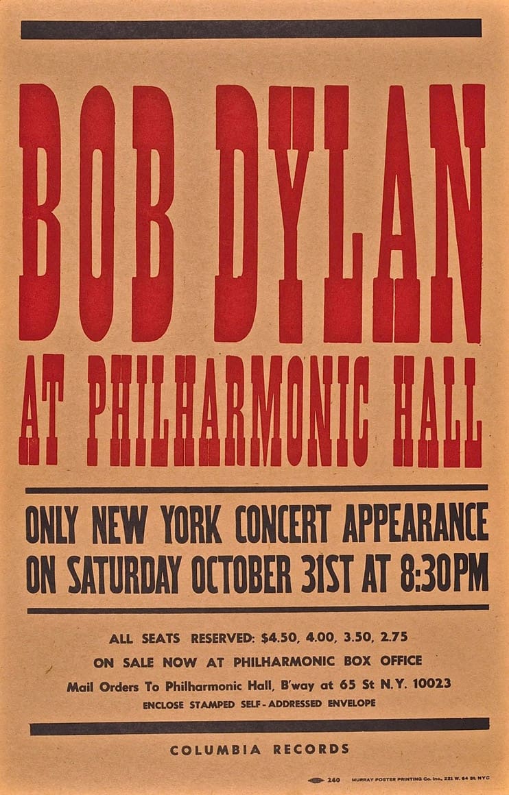 10 31 1964 Bob Dylan Concert Poster