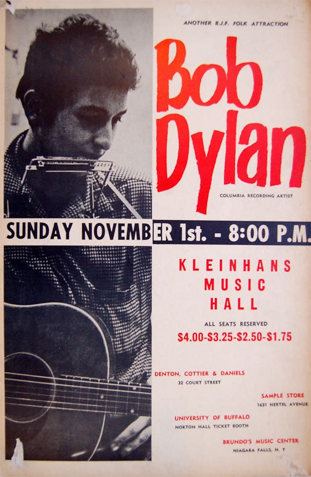 11 01 1964 Bob Dylan Concert Poster
