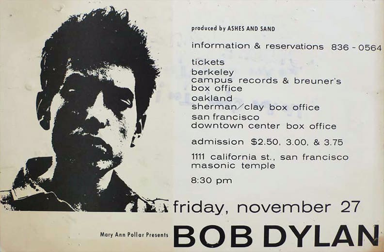 11 27 1964 Bob Dylan Concert Poster