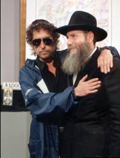  This is a photograph of Bob Dylan meeting Rabbi David Pinto