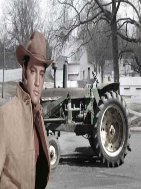 Elvis With His John Deere From His Circle G Ranch
