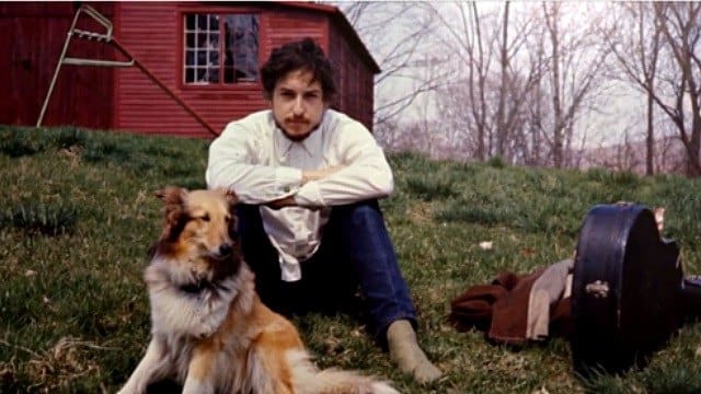 Dylan and his collie, 1970,Photograph courtesy of John Cohen. 1970