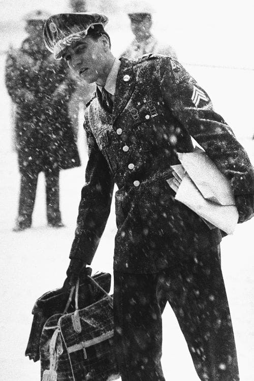 Elvis arriving at McGuire Air Force Base in Fort Dix, New Jersey, March 3, 1960.