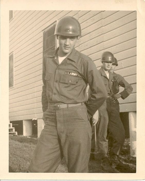 Private Elvis Presley at Fort Hood, TX in 1958 Or maybe at Fort Chaffee, AR, end of March 58