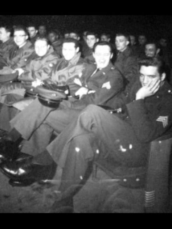 The final debriefing assembly at the Army base in Trenton, New Jersey. March 5, 1960. Elvis