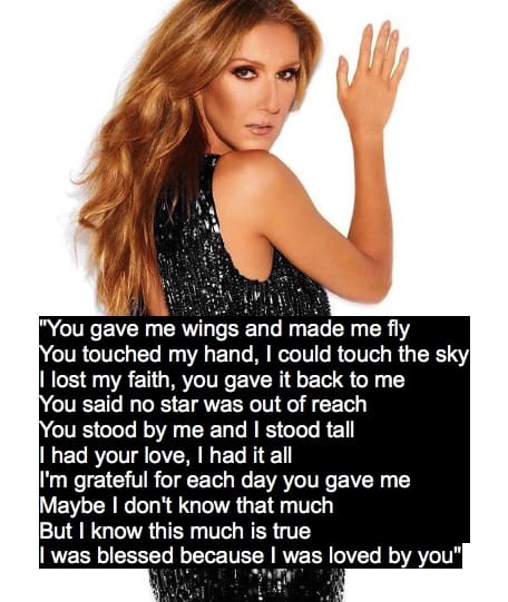 Celine Dion  "Because You Loved Me" Lyrics