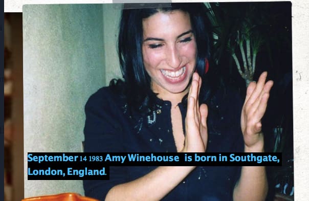1983 Amy Winehouse is born in Southgate, London, England.
