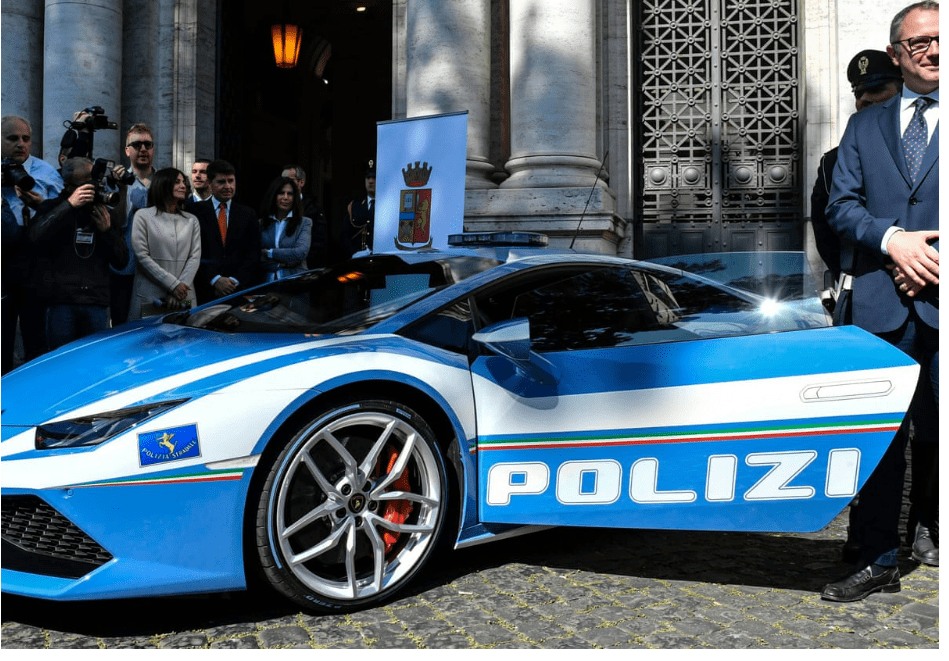 The cops are driving a Lamborghini