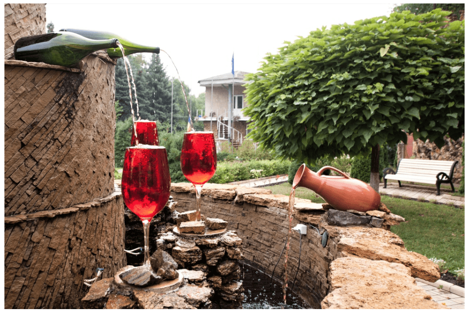They have a fountain with wine flowing