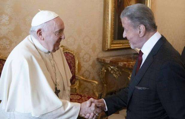 Sylvester Stallone meets Pope Francis