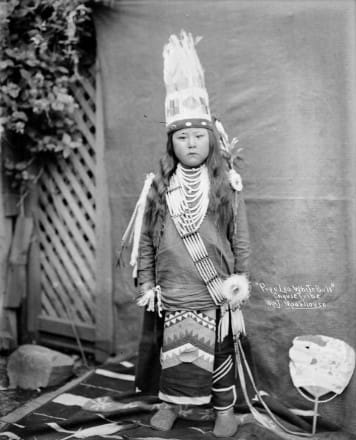 A Native American boy, identified as Pope Leo White Bull of the Cayuse tribe