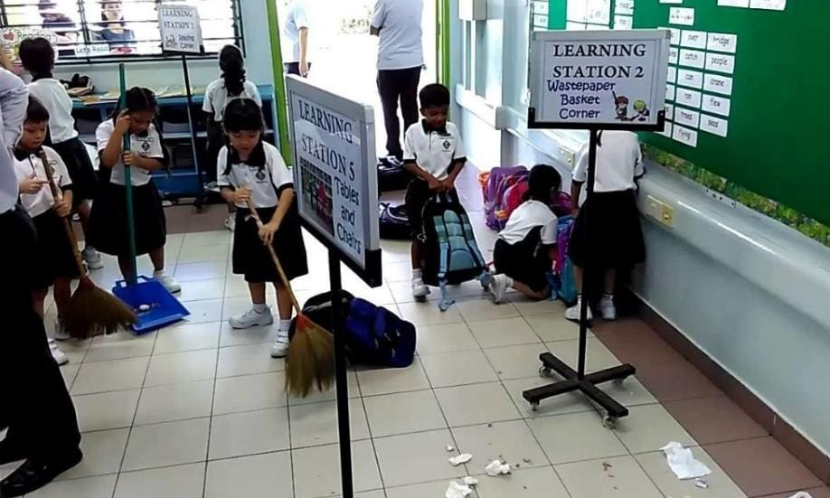 Students clean their schools themselves