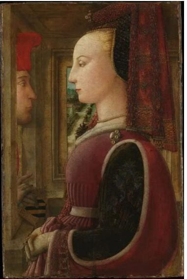 Fra Filippo Lippi - Portrait of a Woman and a Man in Front of a Window