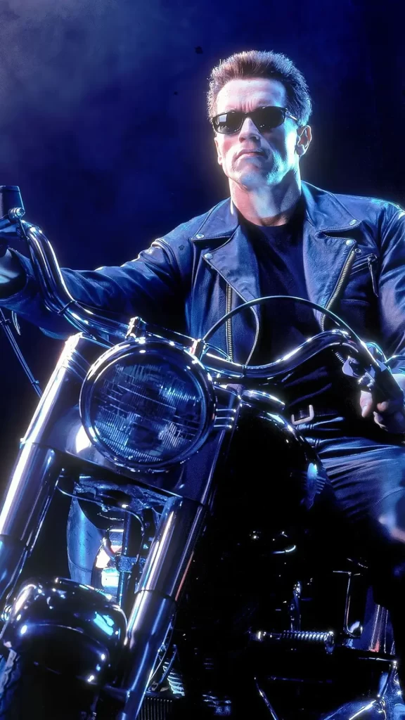 Arnold Schwarzenegger on a motorcycle