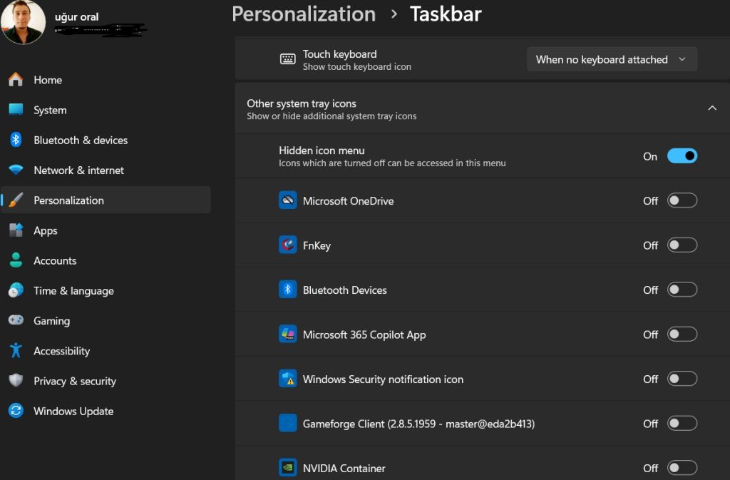 Managing the System Tray