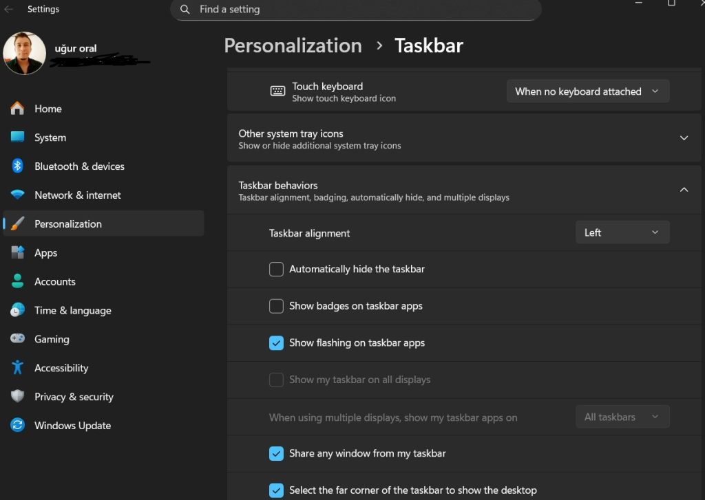 Moving the Start Menu to the Left