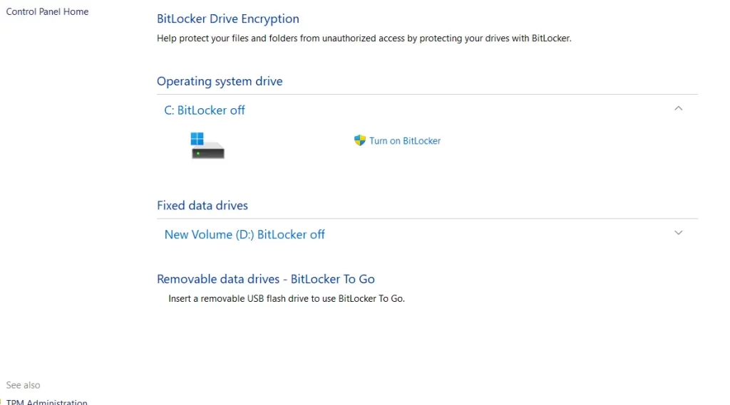 Turn on BitLocker