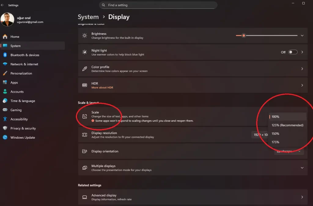 Change Taskbar Size Using Display Scaling
