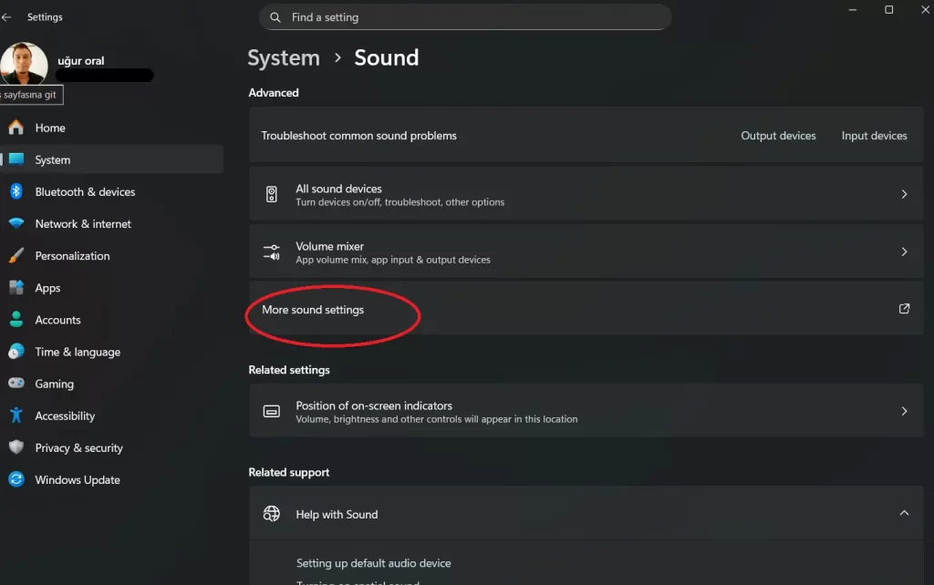 More sound settings windows 11