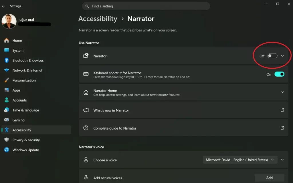 Narrator (screen reader) in Windows 11