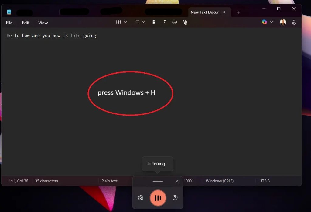Voilce-Type-Text-Winows-11