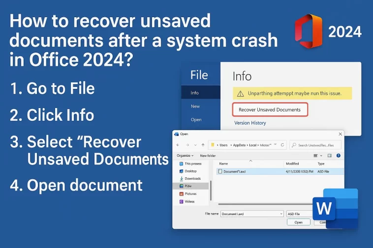 How to recover unsaved documents after a system crash in Office 2024? 1 How to recover unsaved documents after a system crash in Office