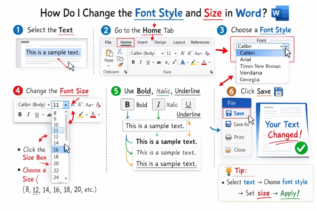 How Do I Change the Font Style and Size in Word